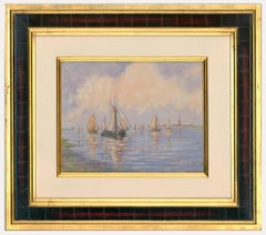 J. Etherington Bartholomew - 1925 Oil, Sailing Vessels in the Estuary