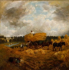 J. F. Hughes  - 1863 Oil, Carrying Wheat near Ascot