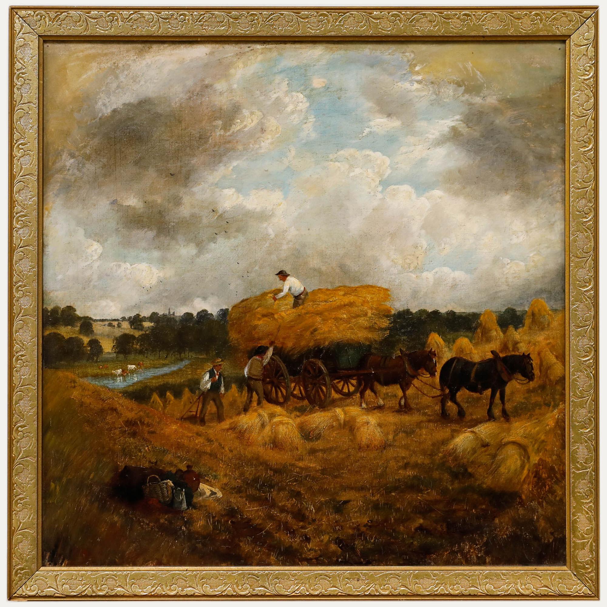 Landscape Painting de Unknown - J. F. Hughes  - 1863 Petróleo, transportando trigo cerca de Ascot