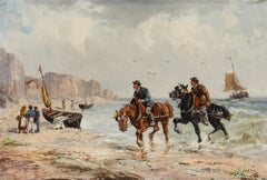 J. Ferry - Late 19th Century Oil, Working Horses on Duty