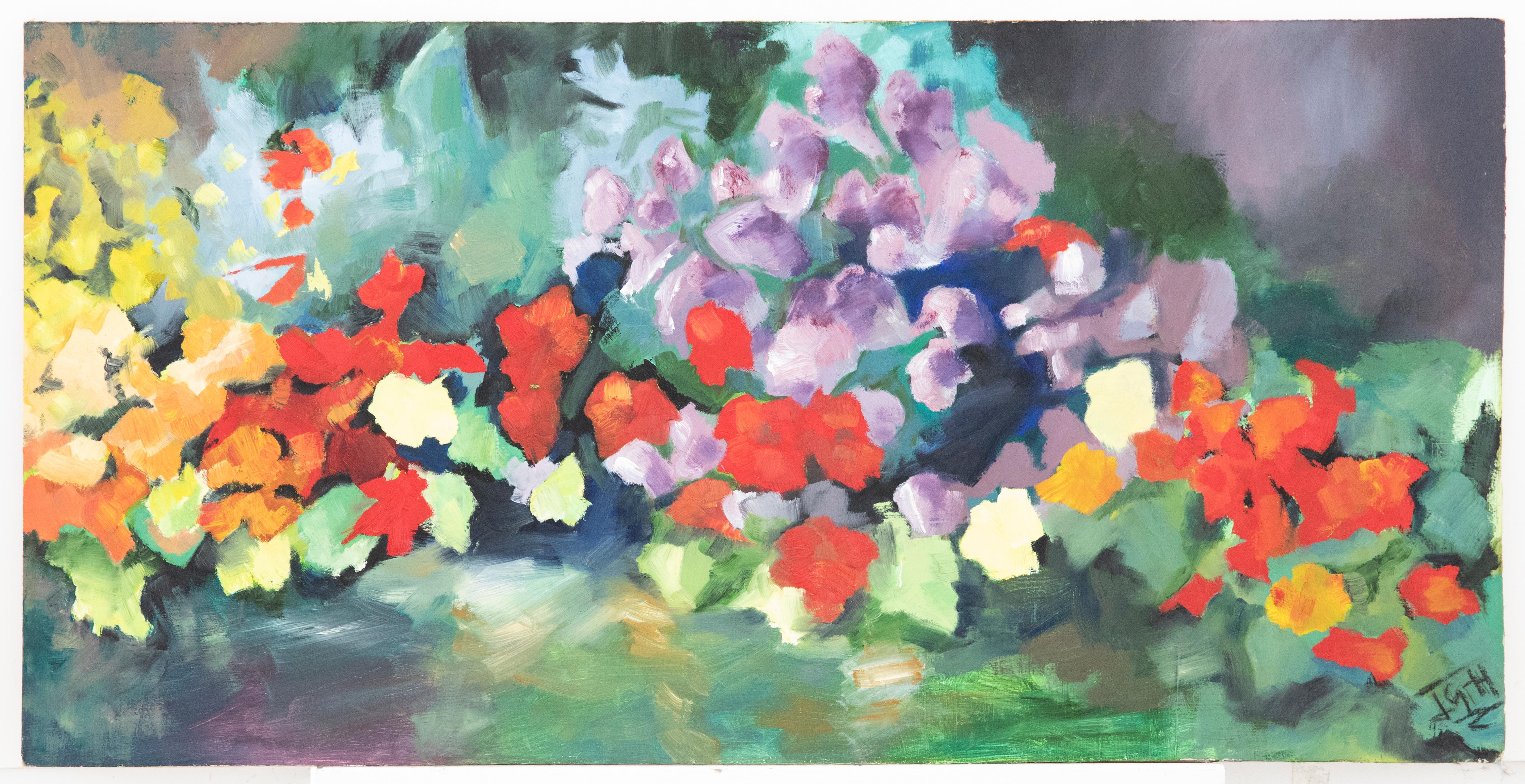 J. G. H - 20th Century Oil, The Garden Border - Painting by Unknown