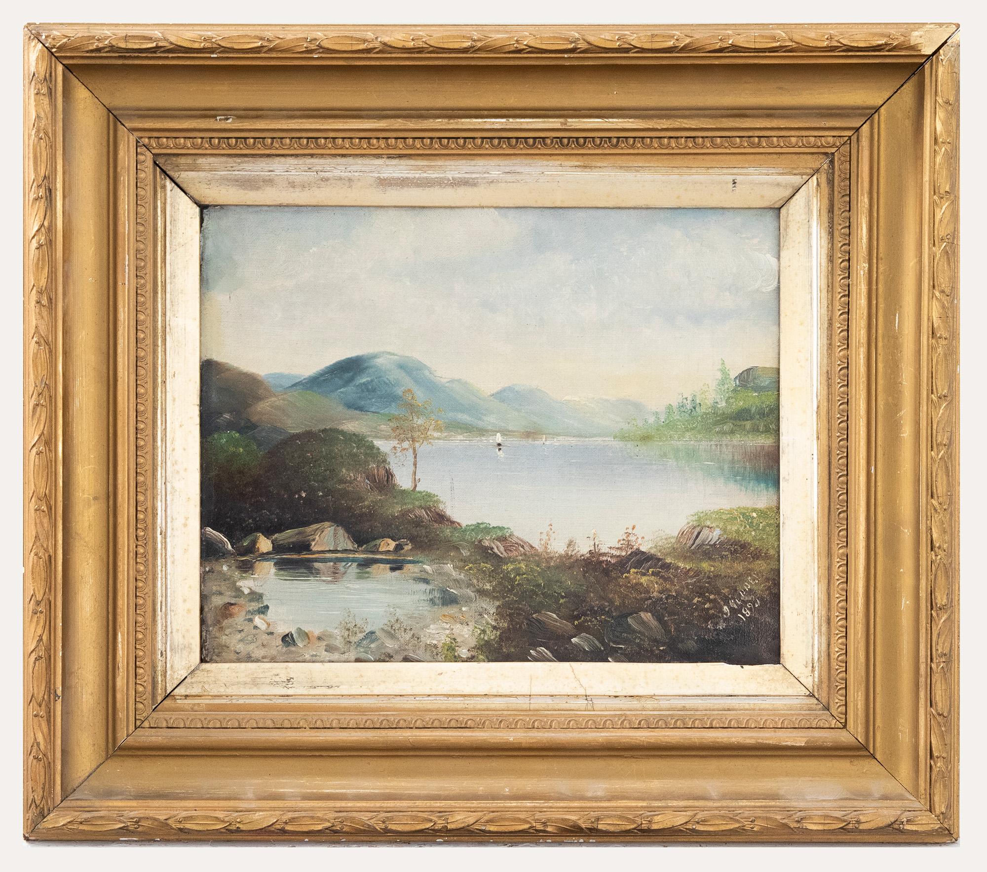 Unknown Landscape Painting - J. Geddes - Framed Late 19th Century Oil, Still Waters