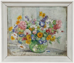 J. George - Framed Mid 20th Century Oil, Cottage Garden Flowers