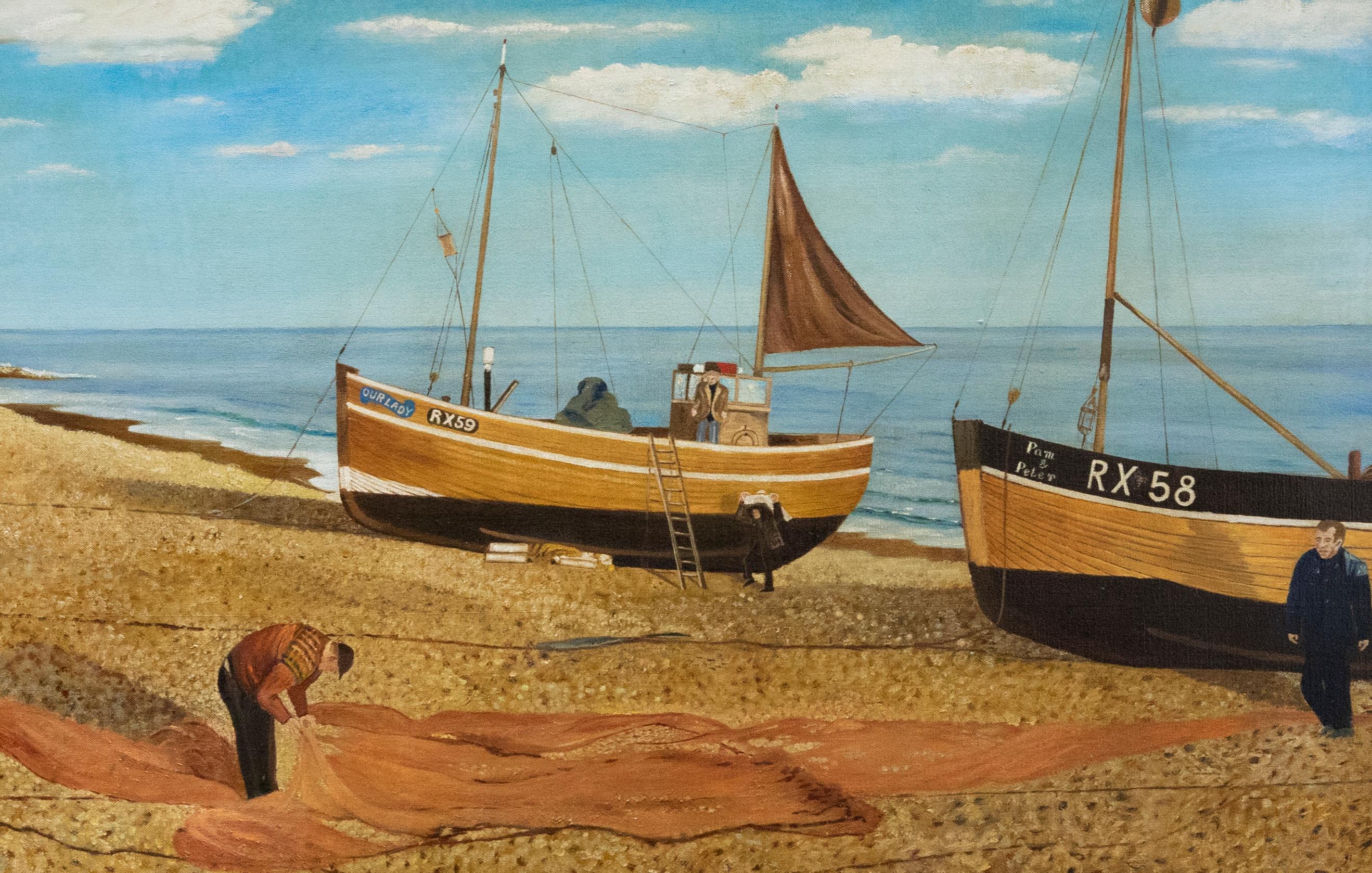 J. H. Gilbert - 20th Century Oil, Hastings Old Port - Painting by Unknown