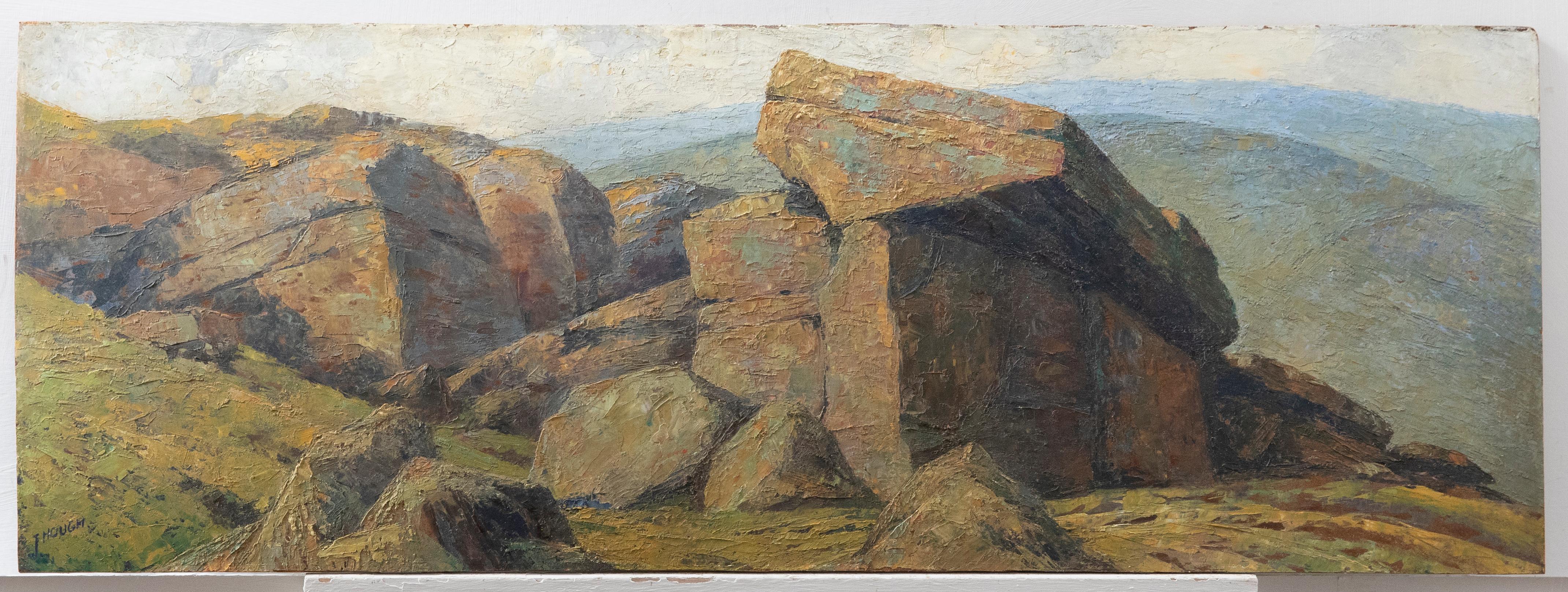 J Hough - 20th Century Oil, Tor Formation - Painting by Unknown