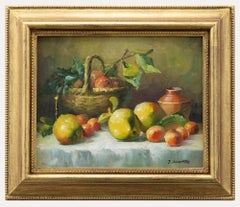 Vintage J. Howard - Framed 20th Century Oil, Still Life of Fruit