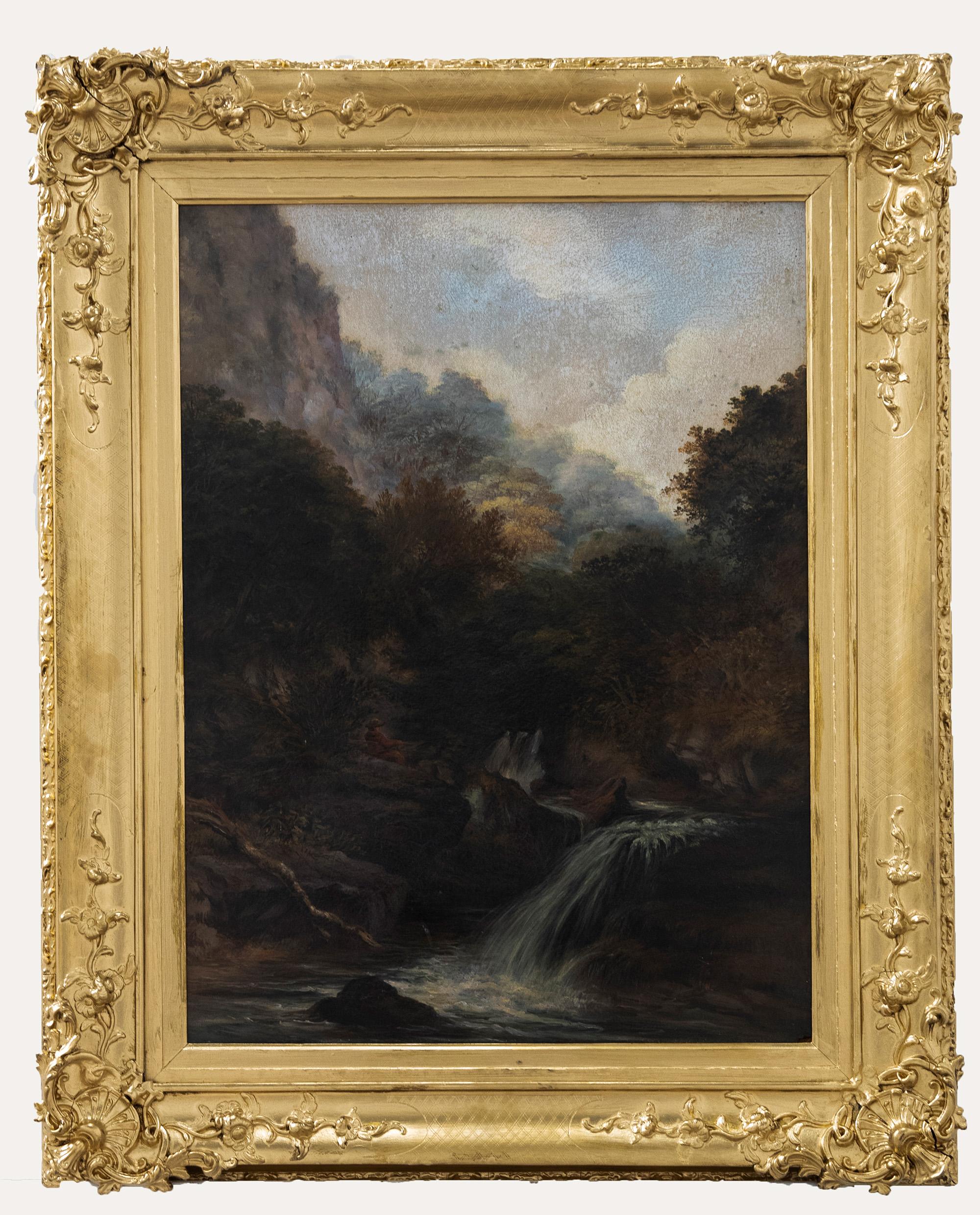 J. Jackson - Óleo enmarcado de mediados del siglo XIX, Cataratas del Lyn - Painting de Unknown