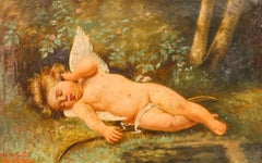 J. Jacquelin after Leon Perrault (1832-1908) - 1923 Oil, Sleeping Cupid
