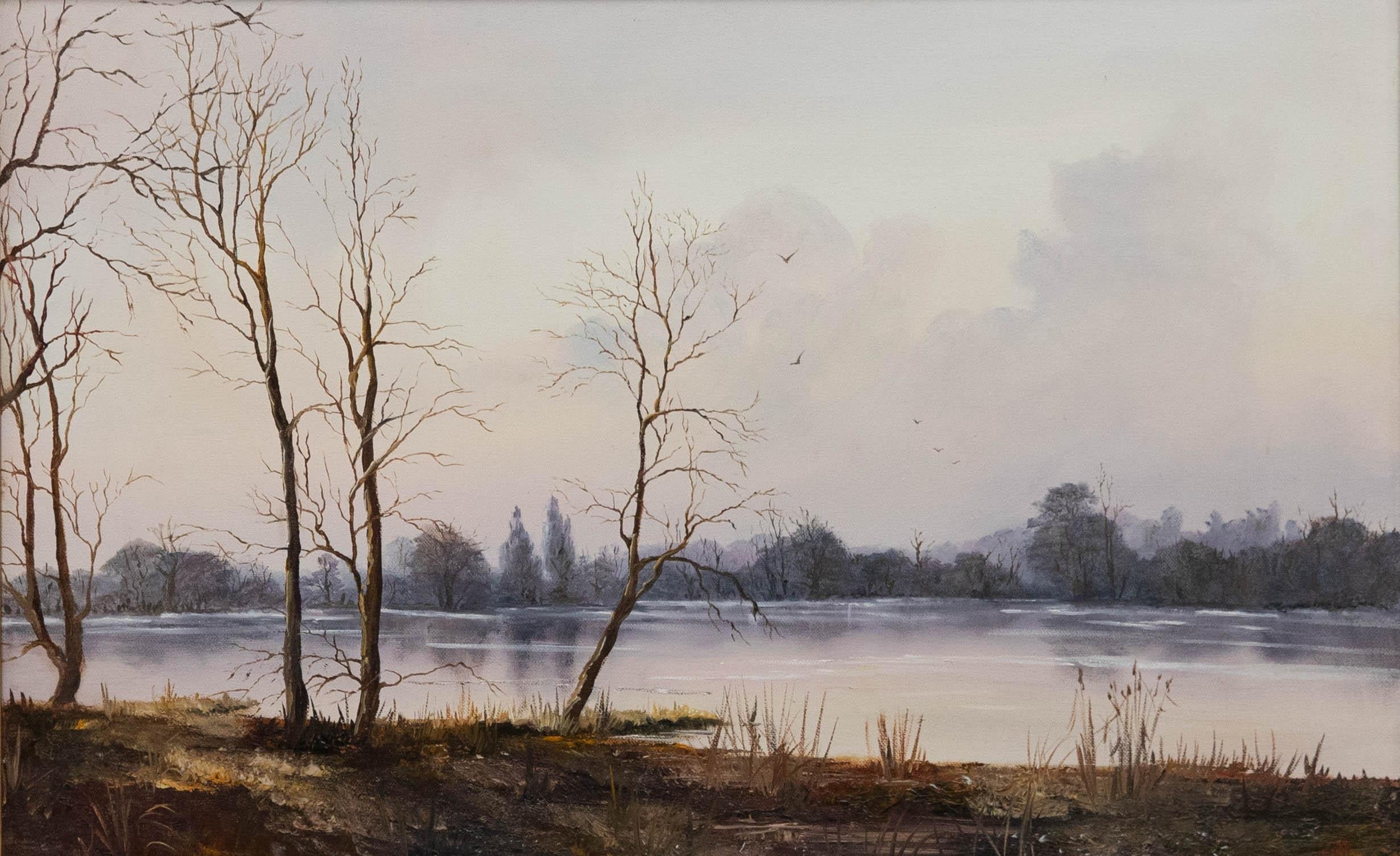 J. K. Whitton - Framed 20th Century Oil, Calm Trees - Painting by Unknown