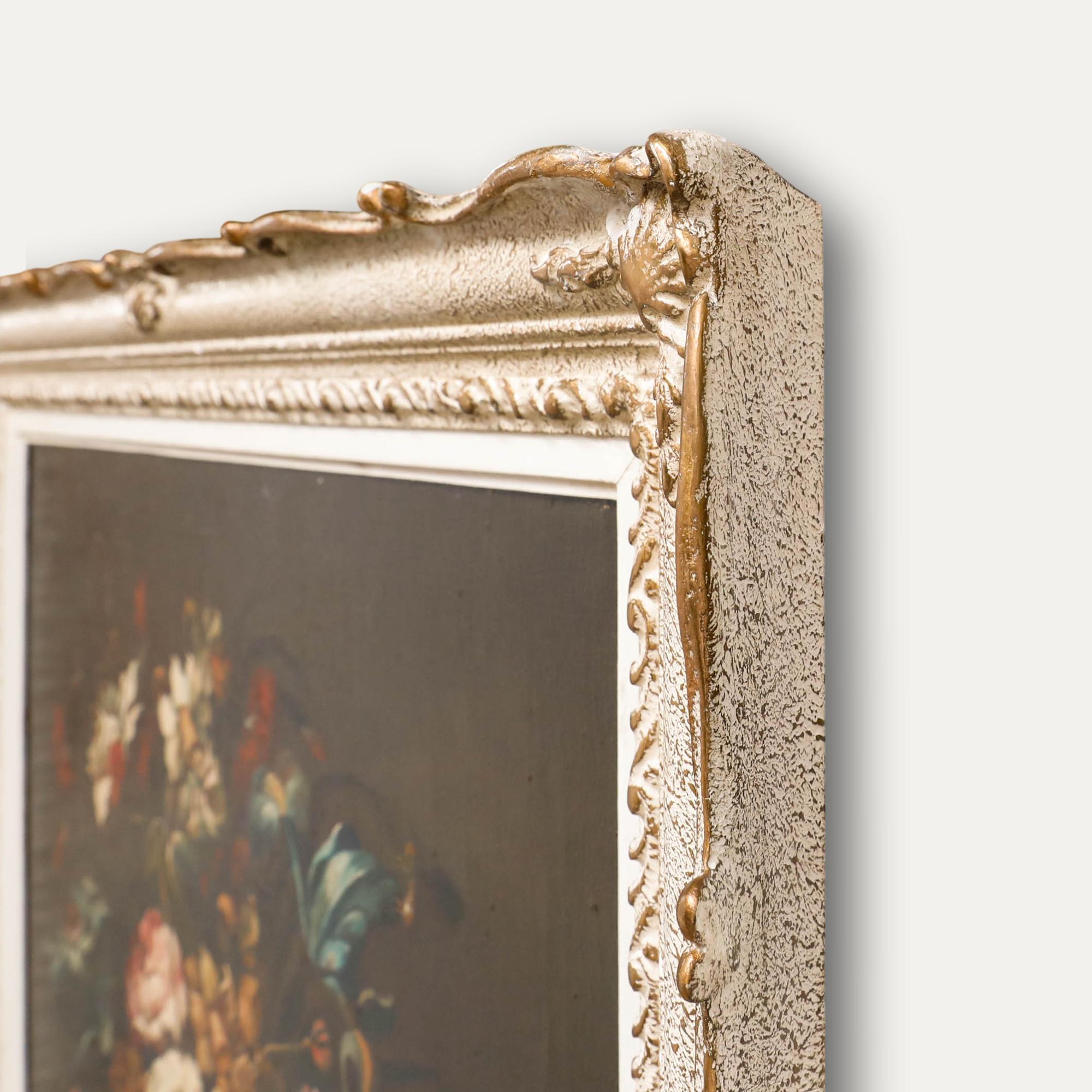 J. Lazcano After Antonio Arellano - Framed Oil, Spring Flowers in a Wicker Vase For Sale 1