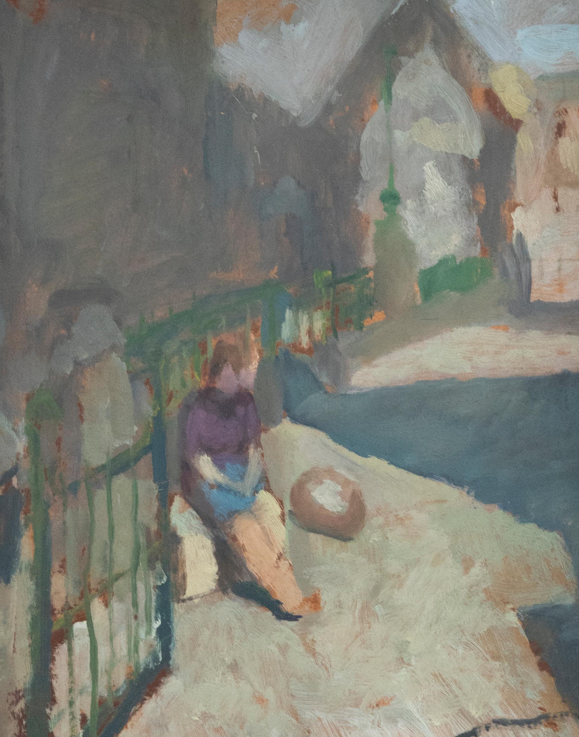 J. M. Hewinson - Olio del XX secolo incorniciato, Aspettando alla stazione - Painting di Unknown