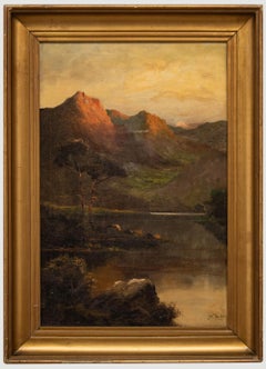 Vintage J. M. Tucker - Scottish Framed Early 20th Century Oil, Mountain Sunset