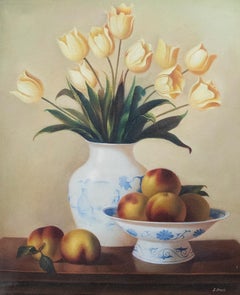 J. Rees - Contemporary Oil, Tulips and Peaches