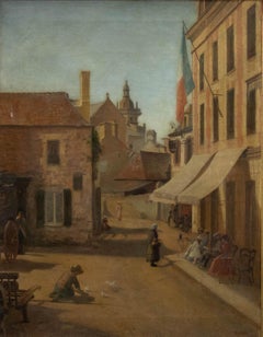 J. Rushton Ölgemälde des frühen 20. Jahrhunderts, Hotel du Centre, Saint Brieuc