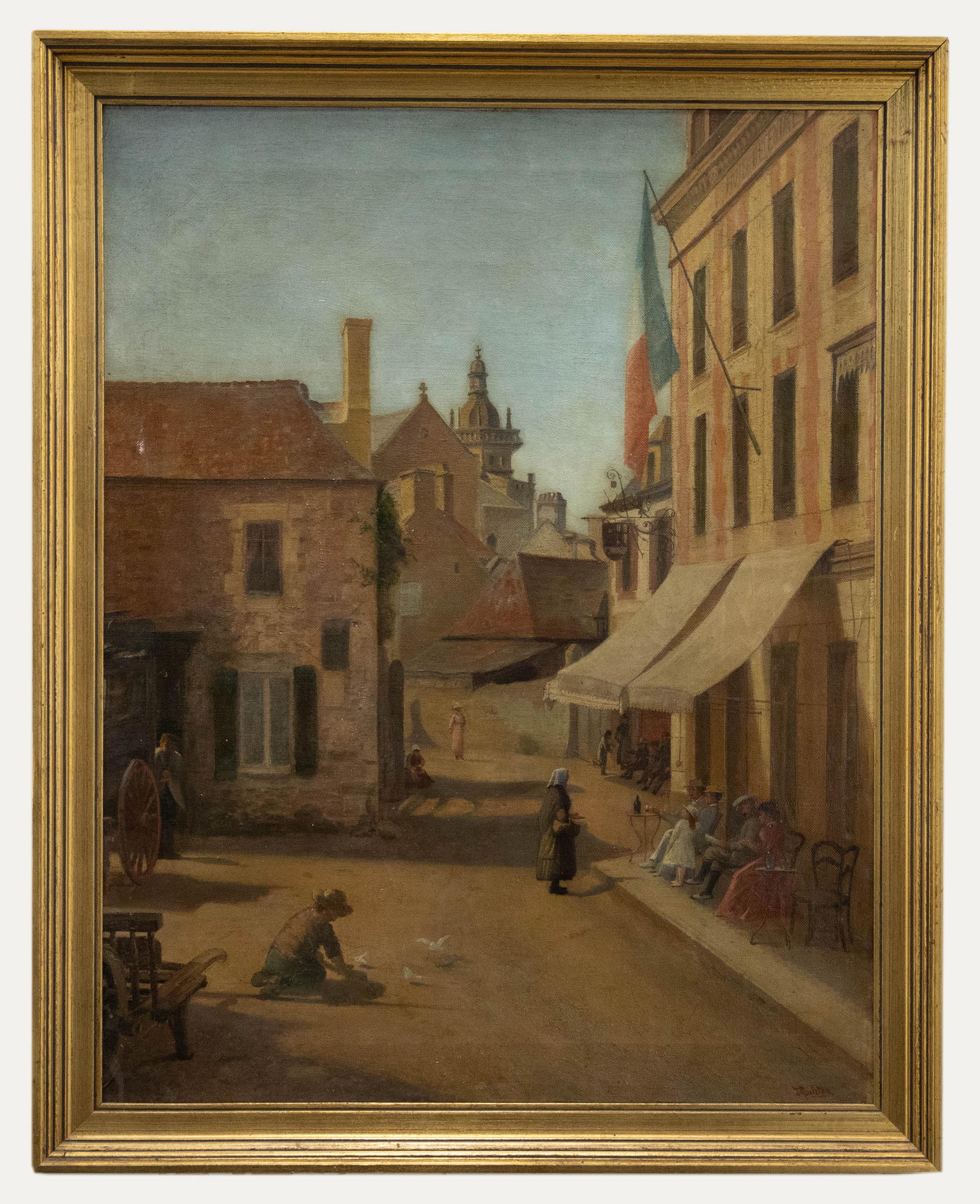 Unknown Landscape Painting - J. Rushton  - Early 20th Century Oil, Hotel du Centre, Saint Brieuc