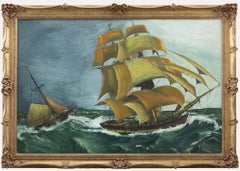 J. S. Smith - 20. Jahrhundert Öl, Brigantine auf See