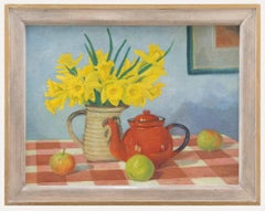 J. Simpson - Contemporary Oil, Daffodils and Apples