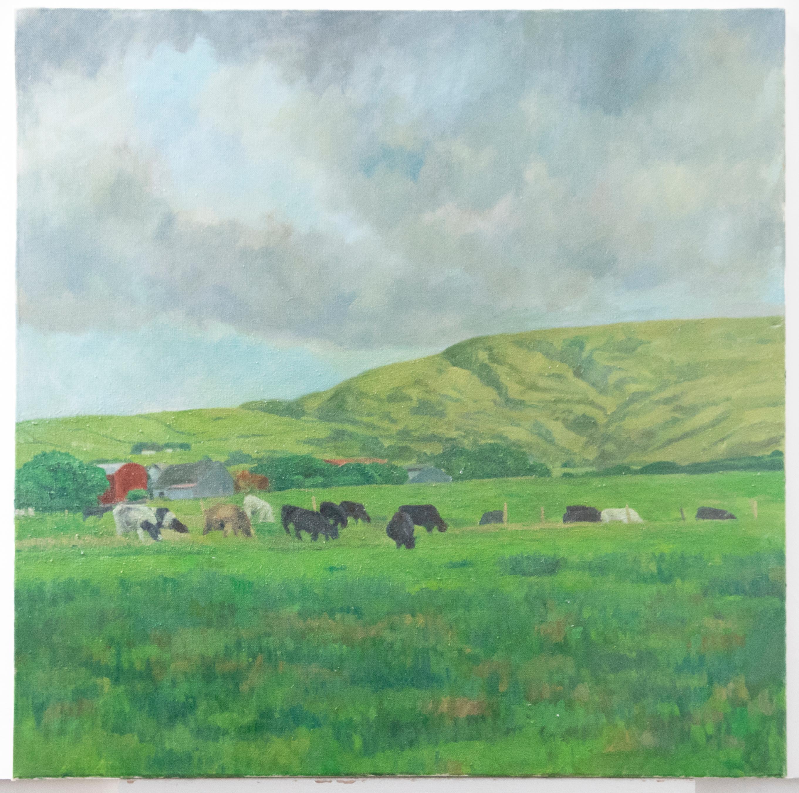 J. Simpson - Contemporary Oil, Grazing Cattle For Sale 1