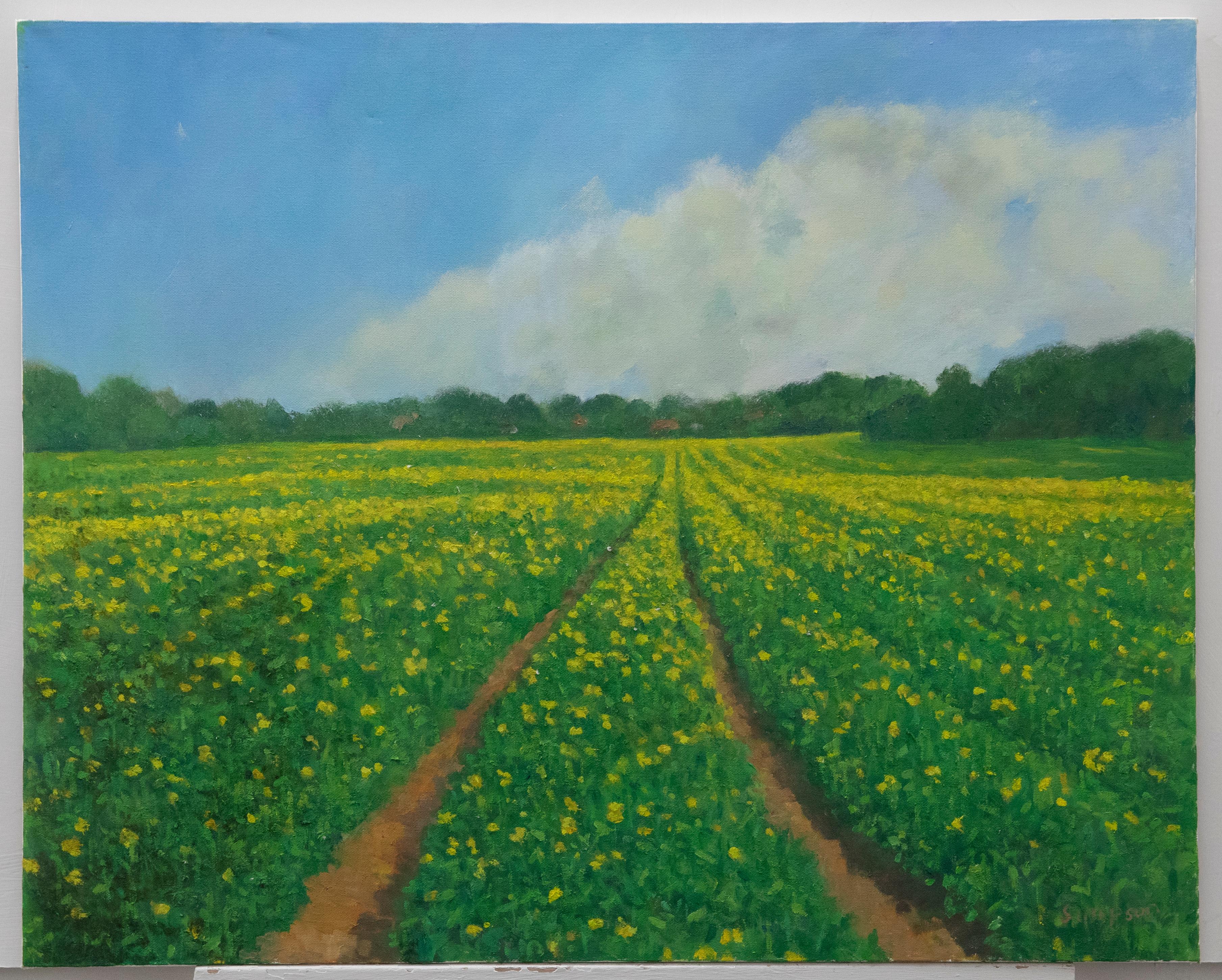 J. Simpson - Contemporary Oil, Rapeseed Field - Painting by Unknown