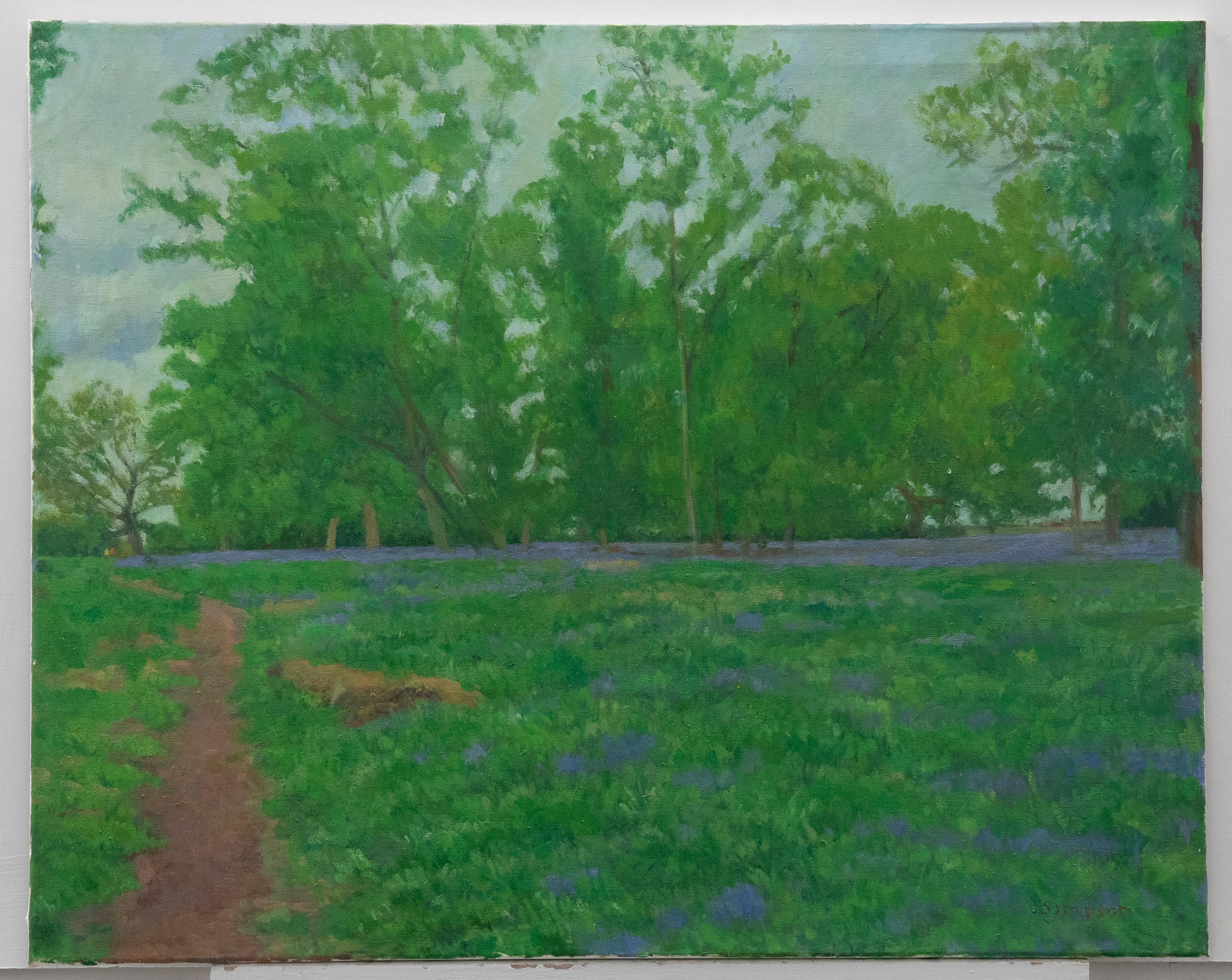 J. Simpson - Zeitgenössisches Öl, The Park – Painting von Unknown