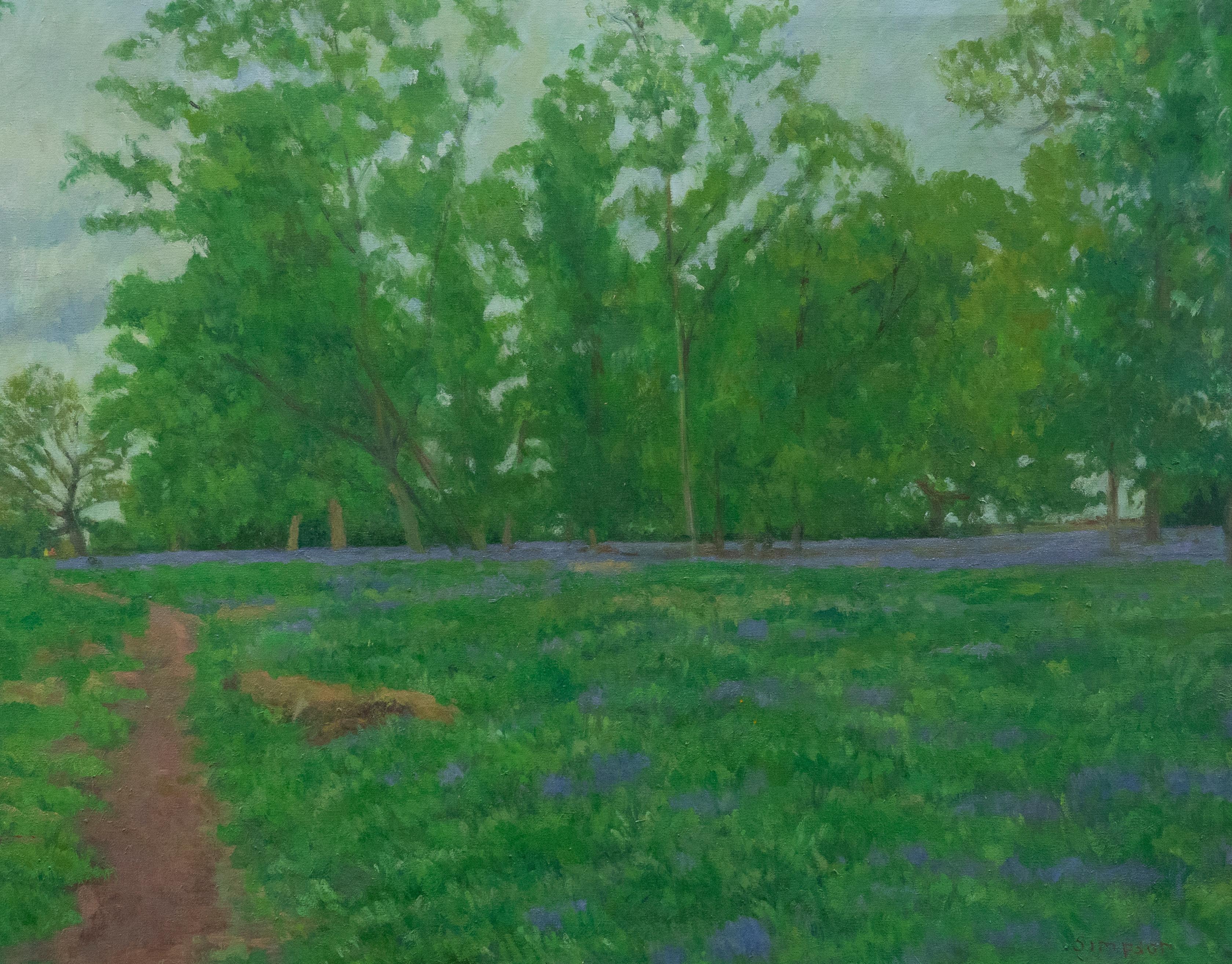 Unknown Landscape Painting - J. Simpson - Contemporary Oil, The Park