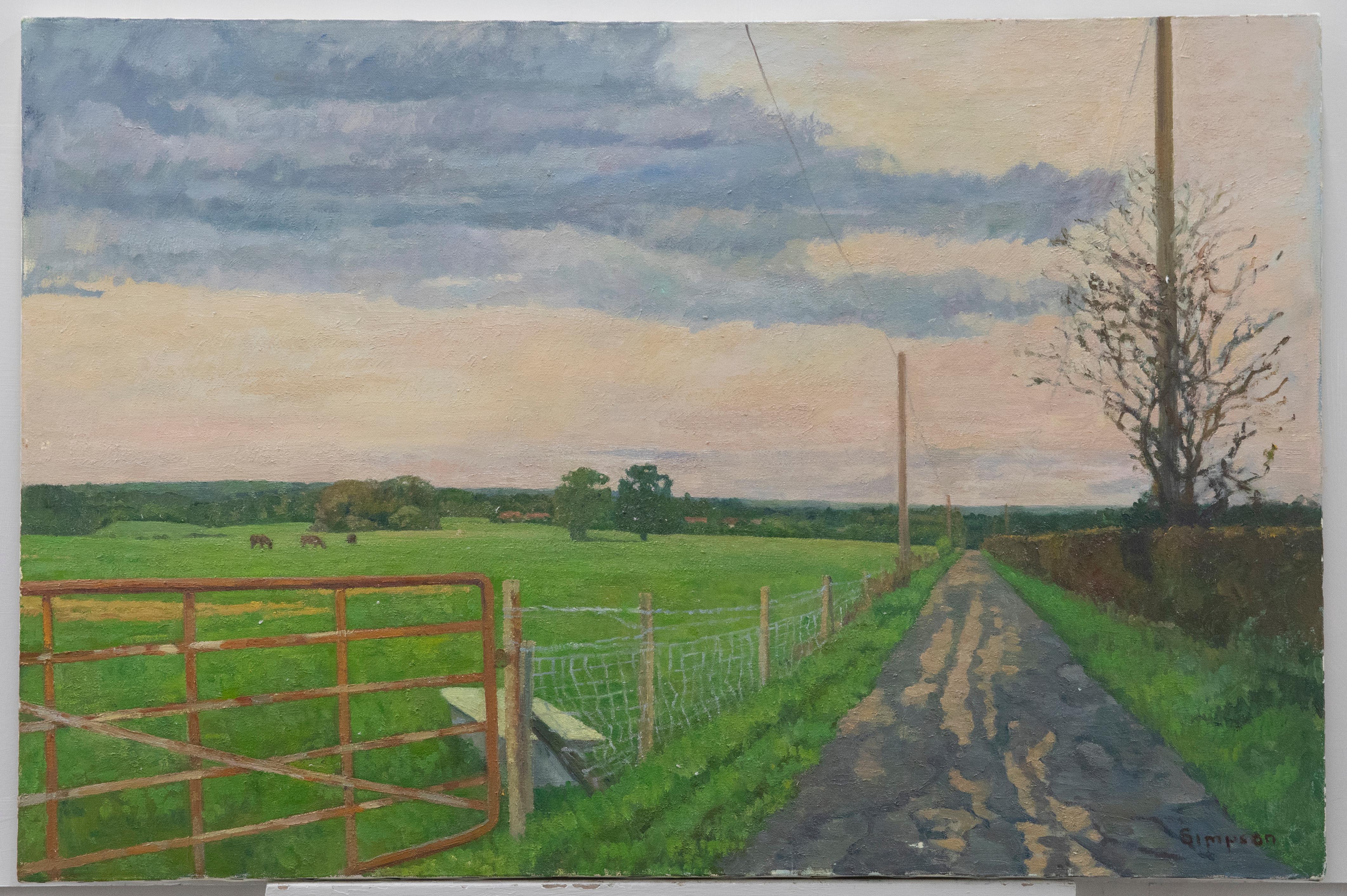 J. Simpson - Contemporary Oil, Track to the Farm - Painting by Unknown