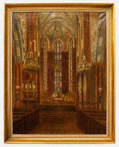 J. Steffens - German School Early 20th Century Oil, Cathedral Interior