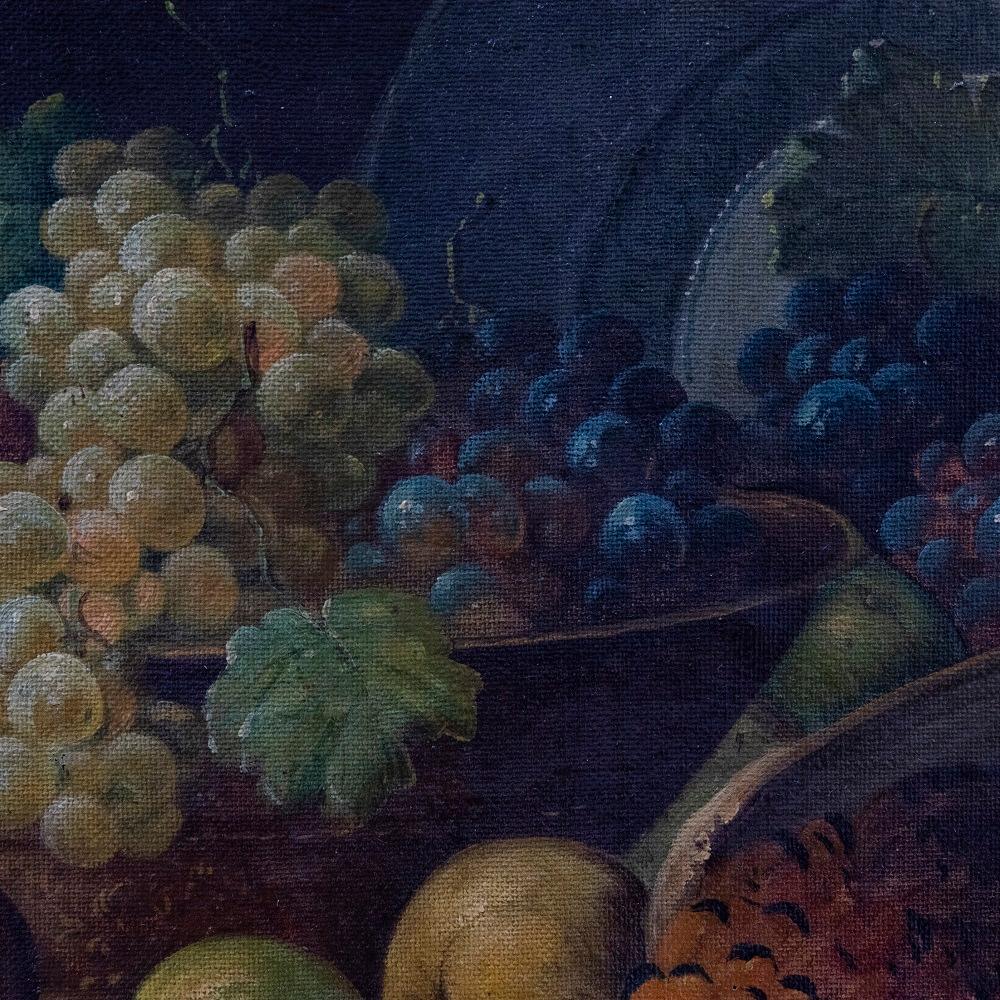 J. Urban - Fin du 19e siècle Huile, nature morte, fruits et faisan en vente 1