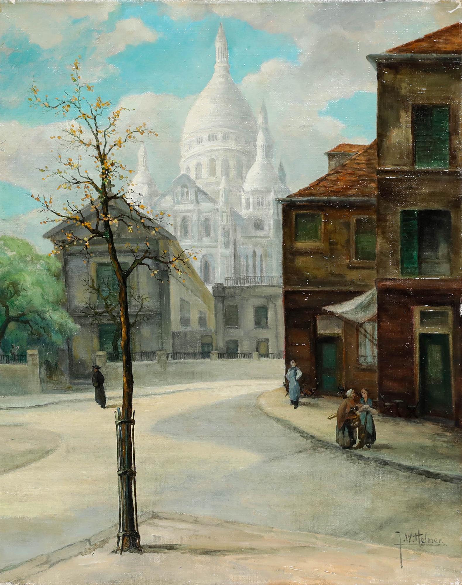 J. W. Helmer - Mitte 20. Jahrhundert Öl, Sacré-Cœur – Painting von Unknown
