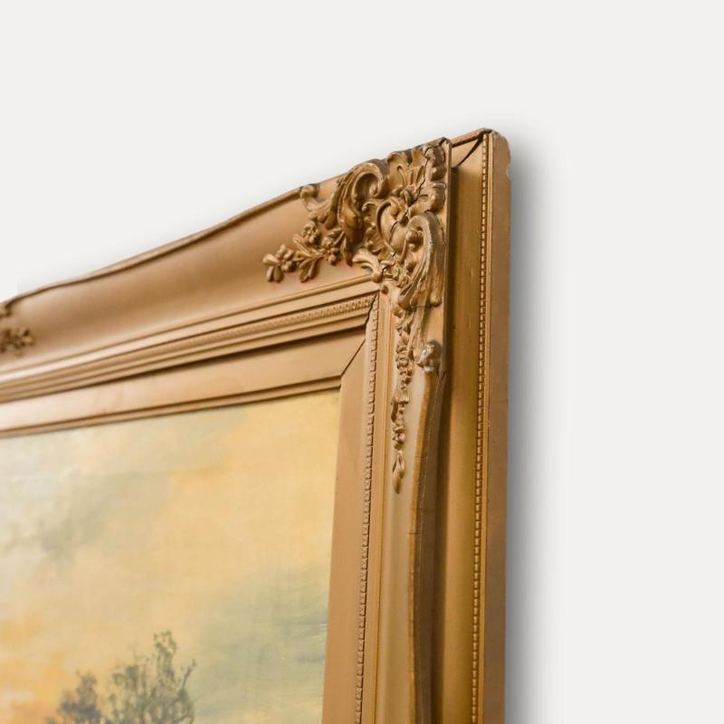 J. Wallace - Frühes 20. Jahrhundert Öl, Fischen bei Sonnenuntergang im Angebot 1