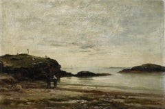 J. Wilk - Framed 1884 Oil, Low Tide