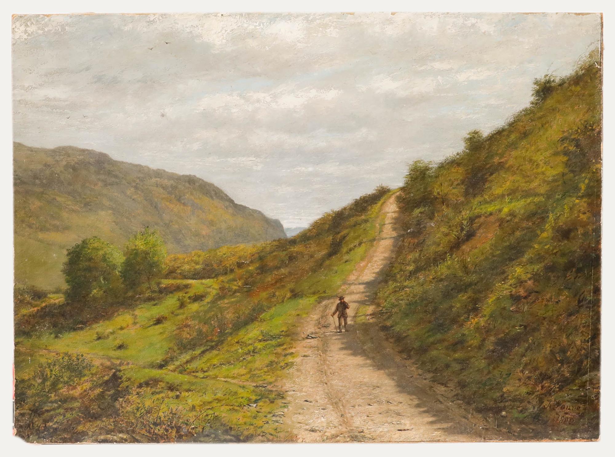 J. Young - Olio della fine del XIX secolo, Il sentiero dei Ramblers - Painting di Unknown