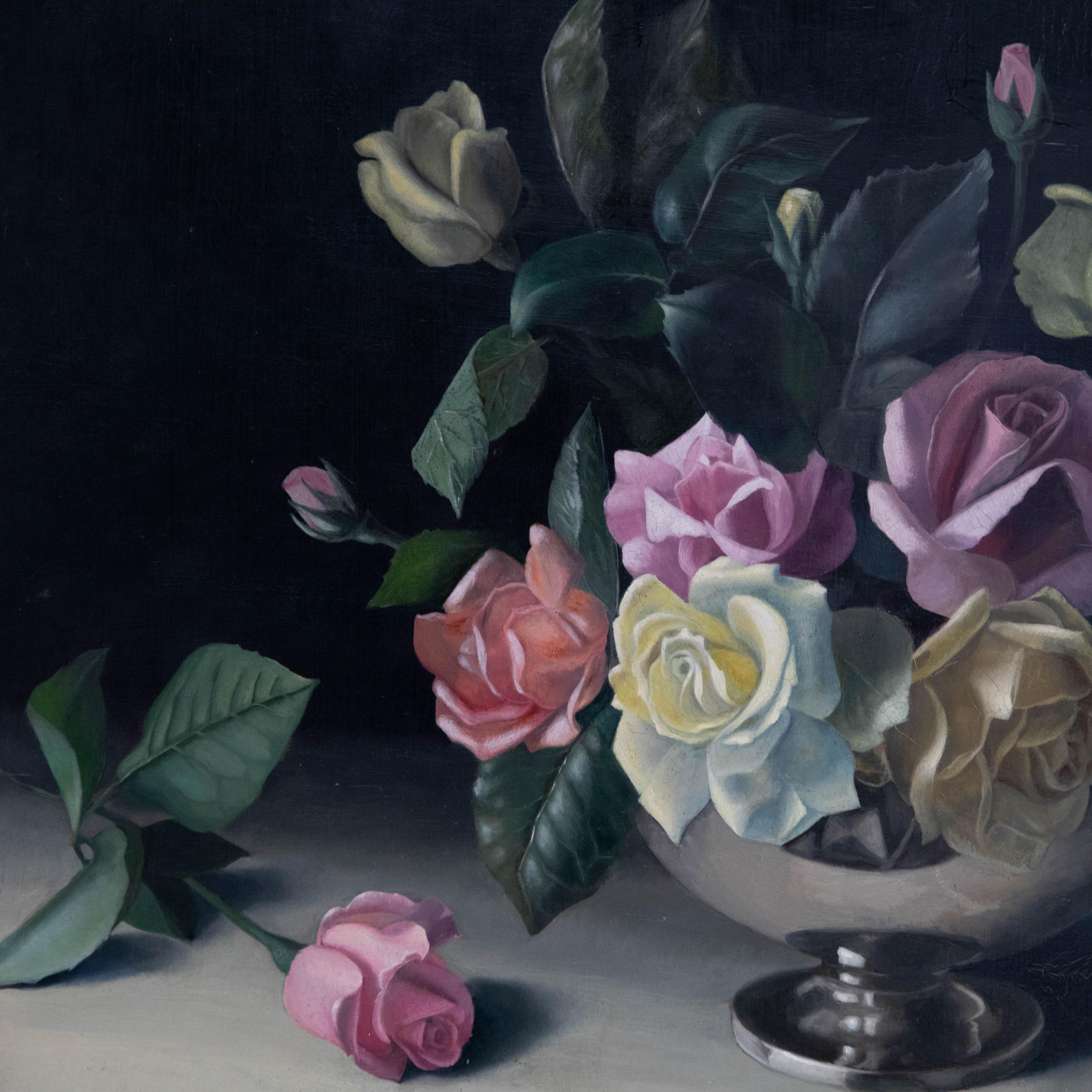Jack Heyworth - Framed 20th Century Oil, Still Life of Roses For Sale 1