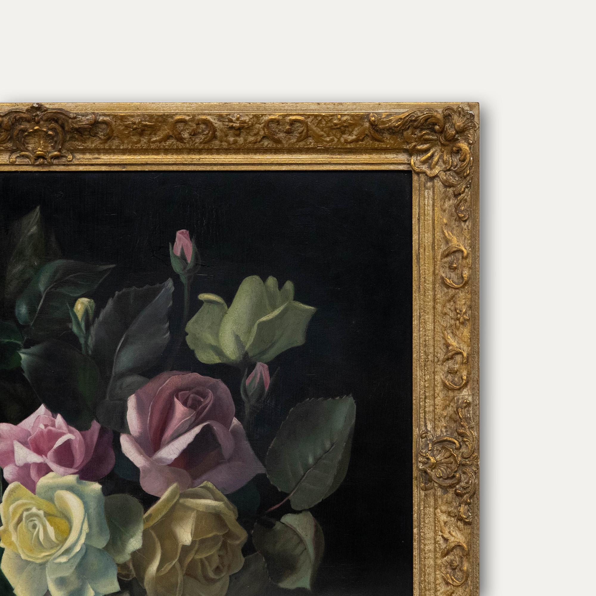 Jack Heyworth - Framed 20th Century Oil, Still Life of Roses For Sale 2