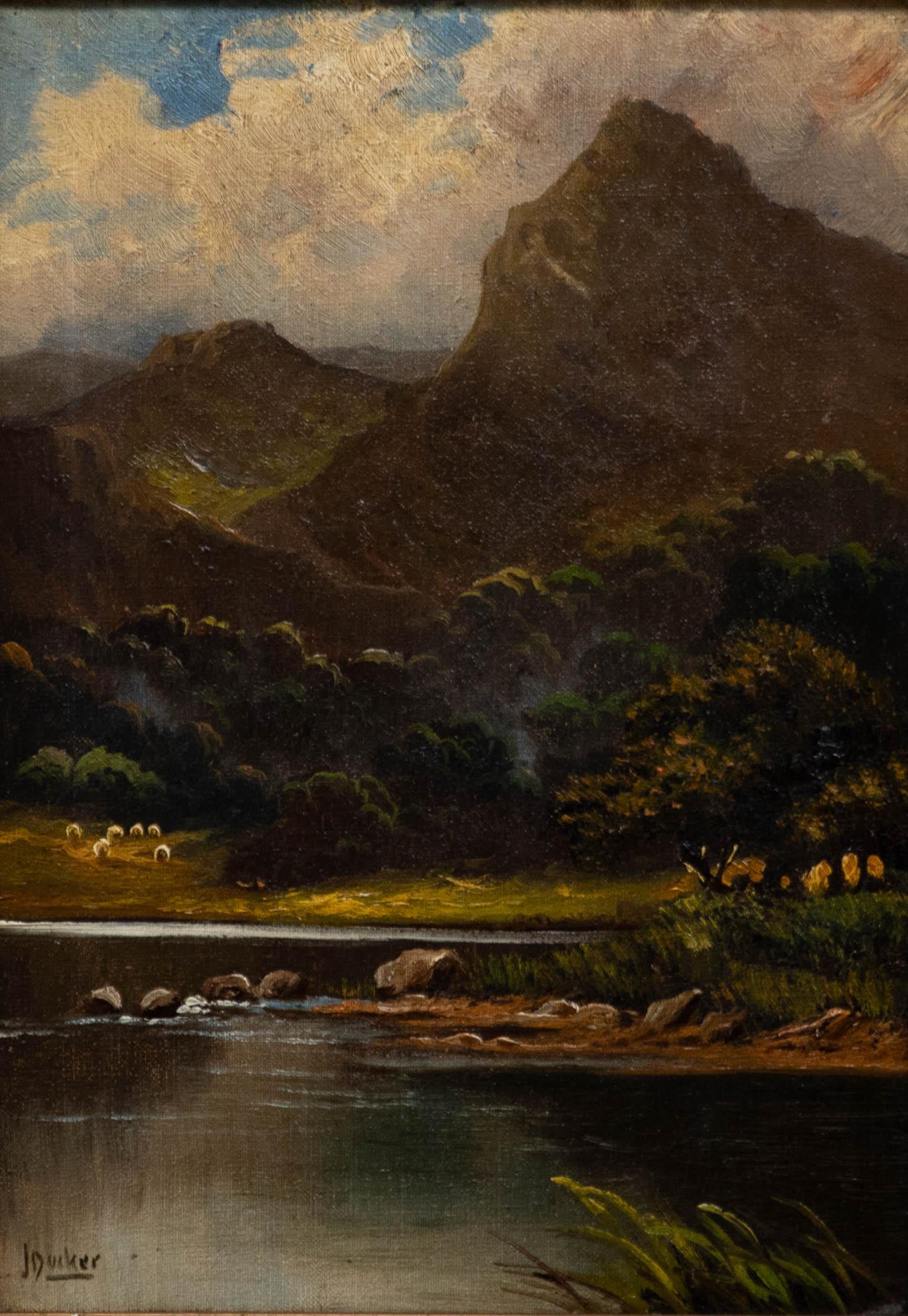 Jack M. Ducker (fl. 1910-1930) - Framed Oil, Lakeside Mountains - Painting by Unknown