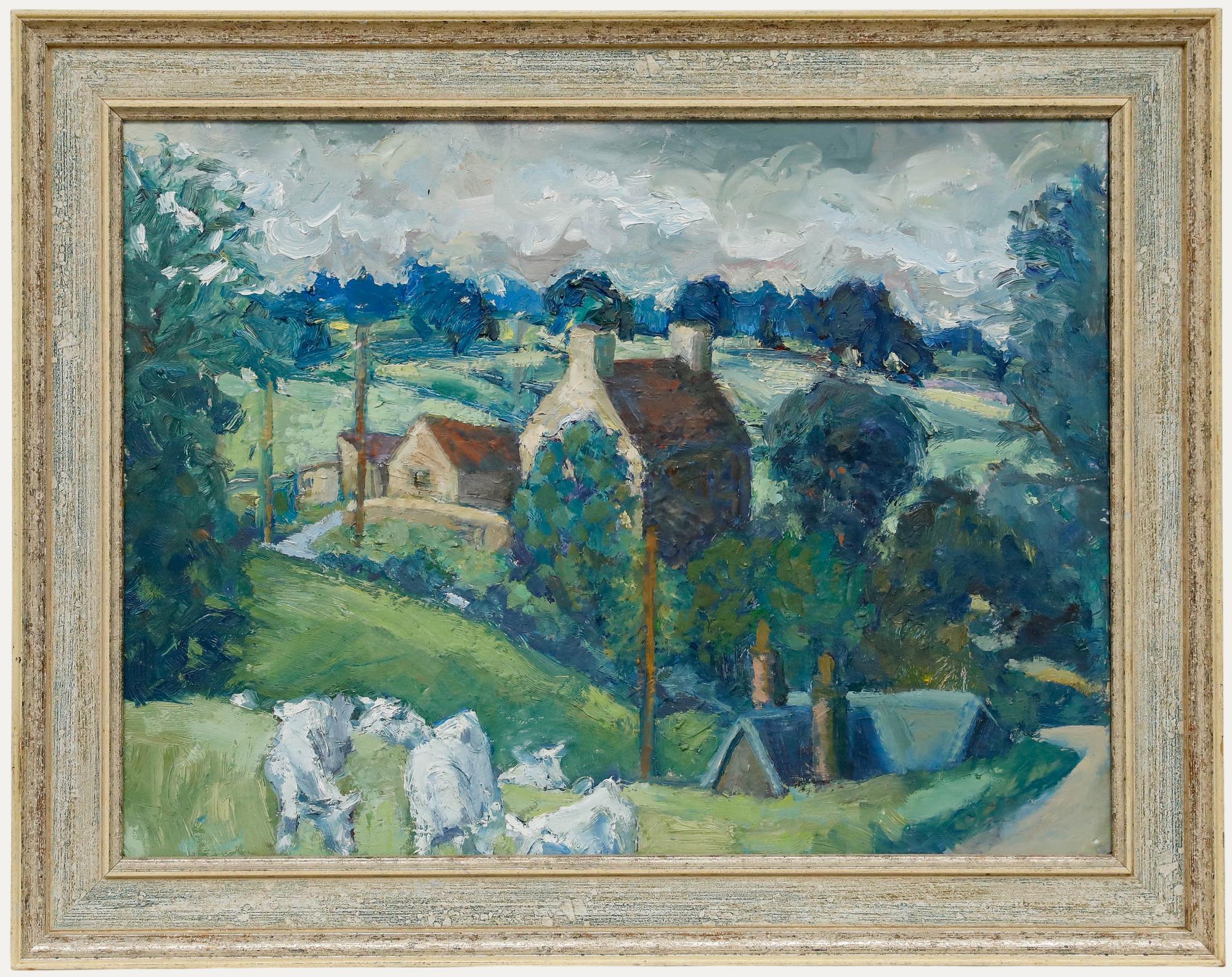 Unknown Landscape Painting - Jacqueline Clough - Framed Contemporary Oil, Stalbridge Landscape