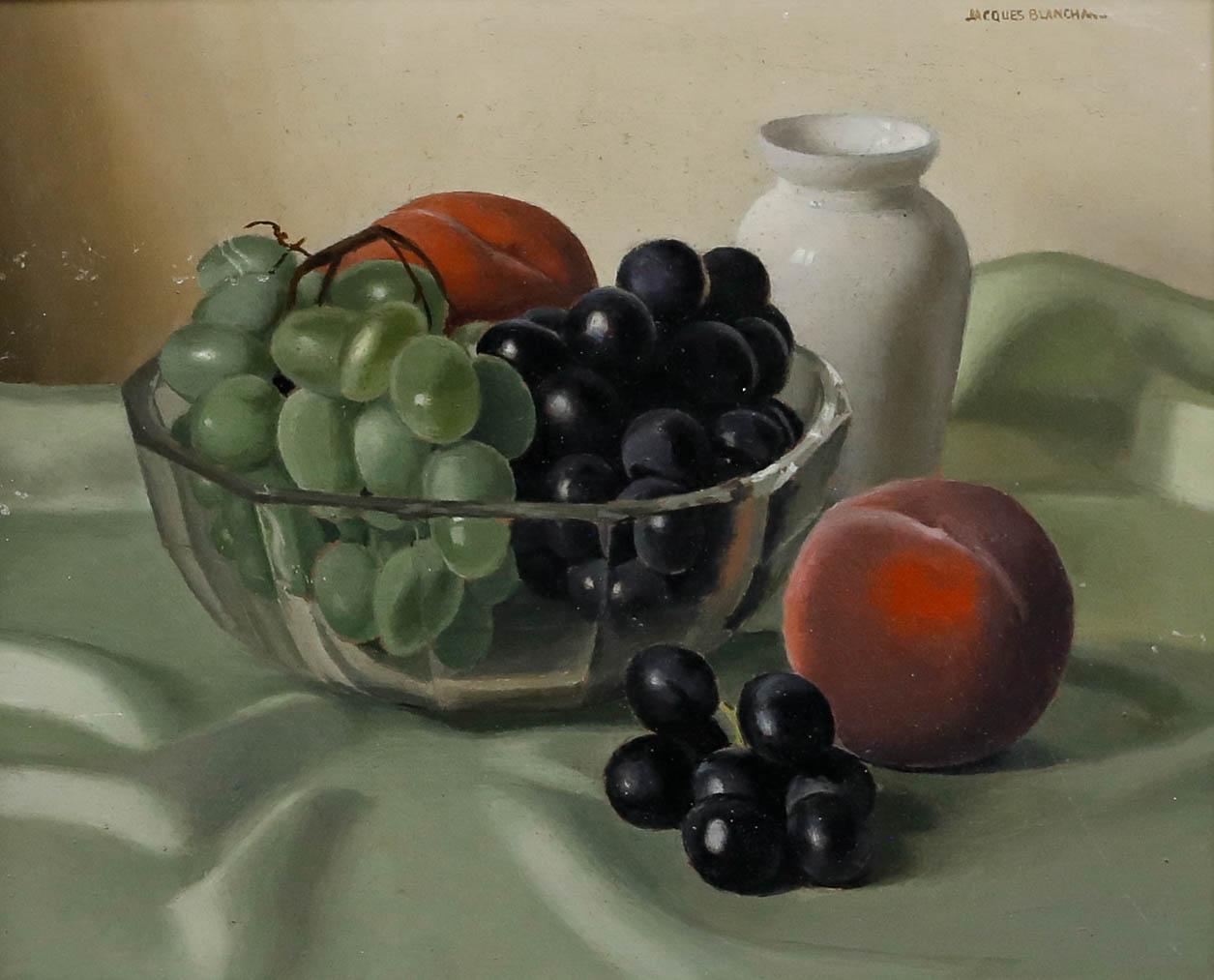 Jacques Blanchard (1912-1992) - 20th Century Oil, Still Life with Grapes - Painting by Unknown