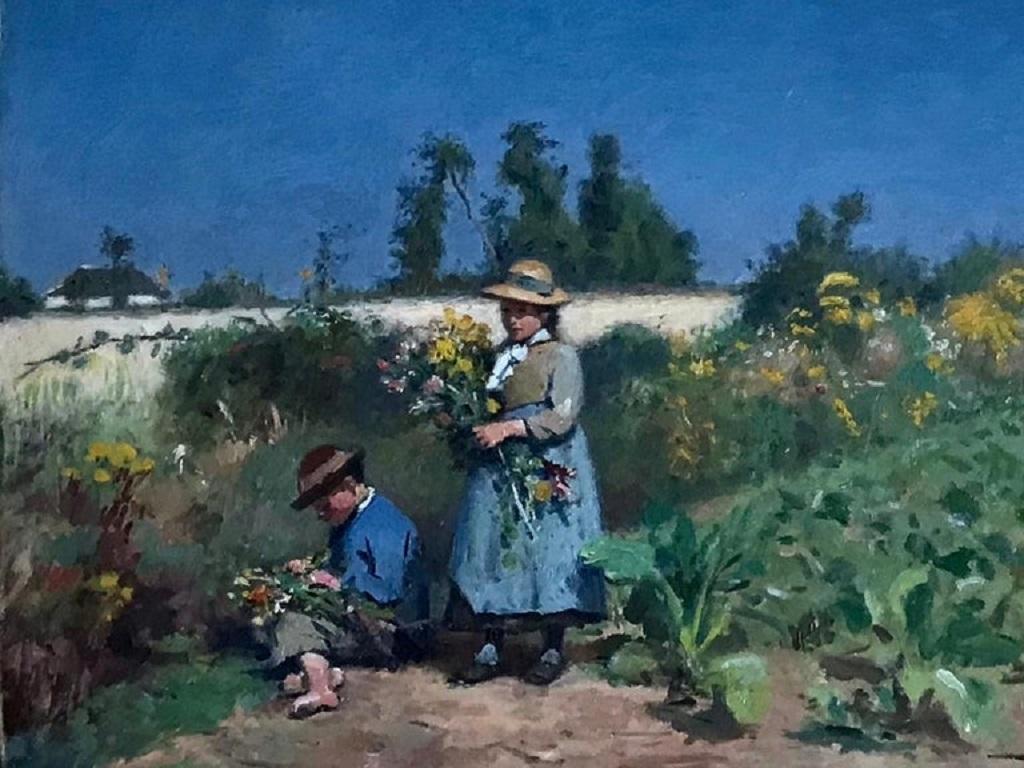 Jacques Eugène Feyen Enfants Cueillant Les Fleurs. im Angebot 2