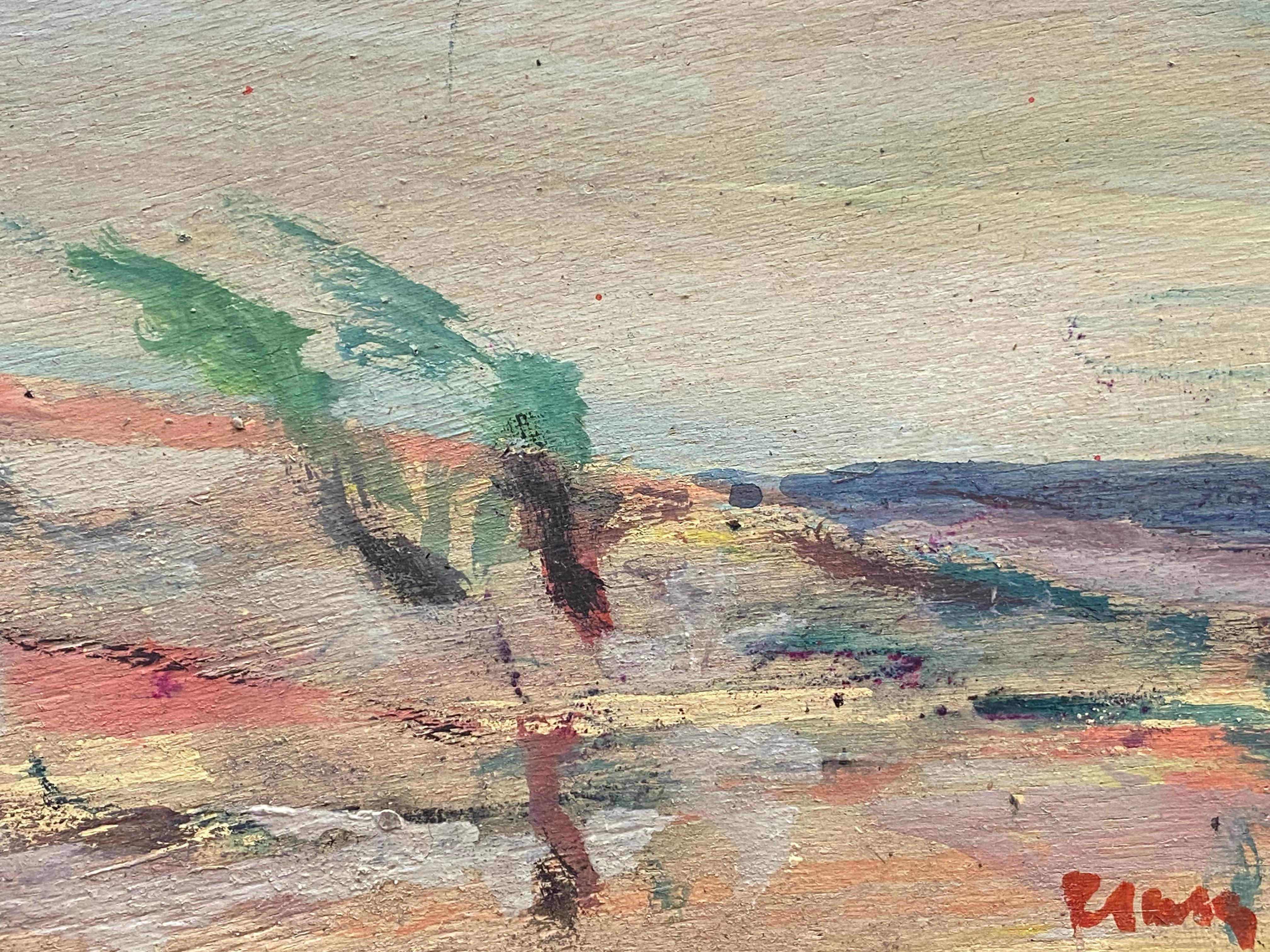 Jacques Pinon, French Expressionist Landscape Oil Painting - Beige Landscape Painting by Unknown