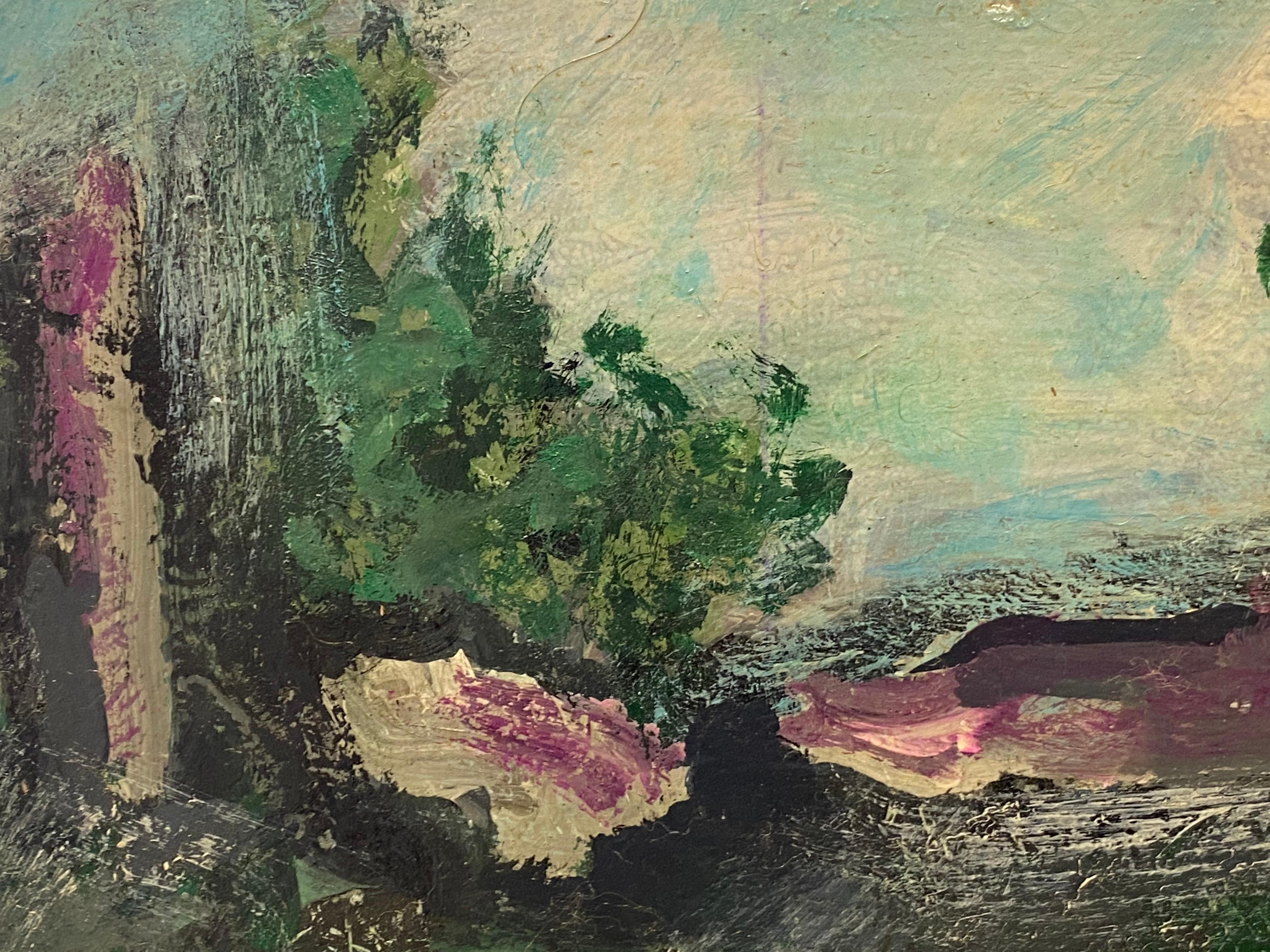 Jacques Pinon, Paisajismo expresionista francés - Landscape Painting Gris de Unknown
