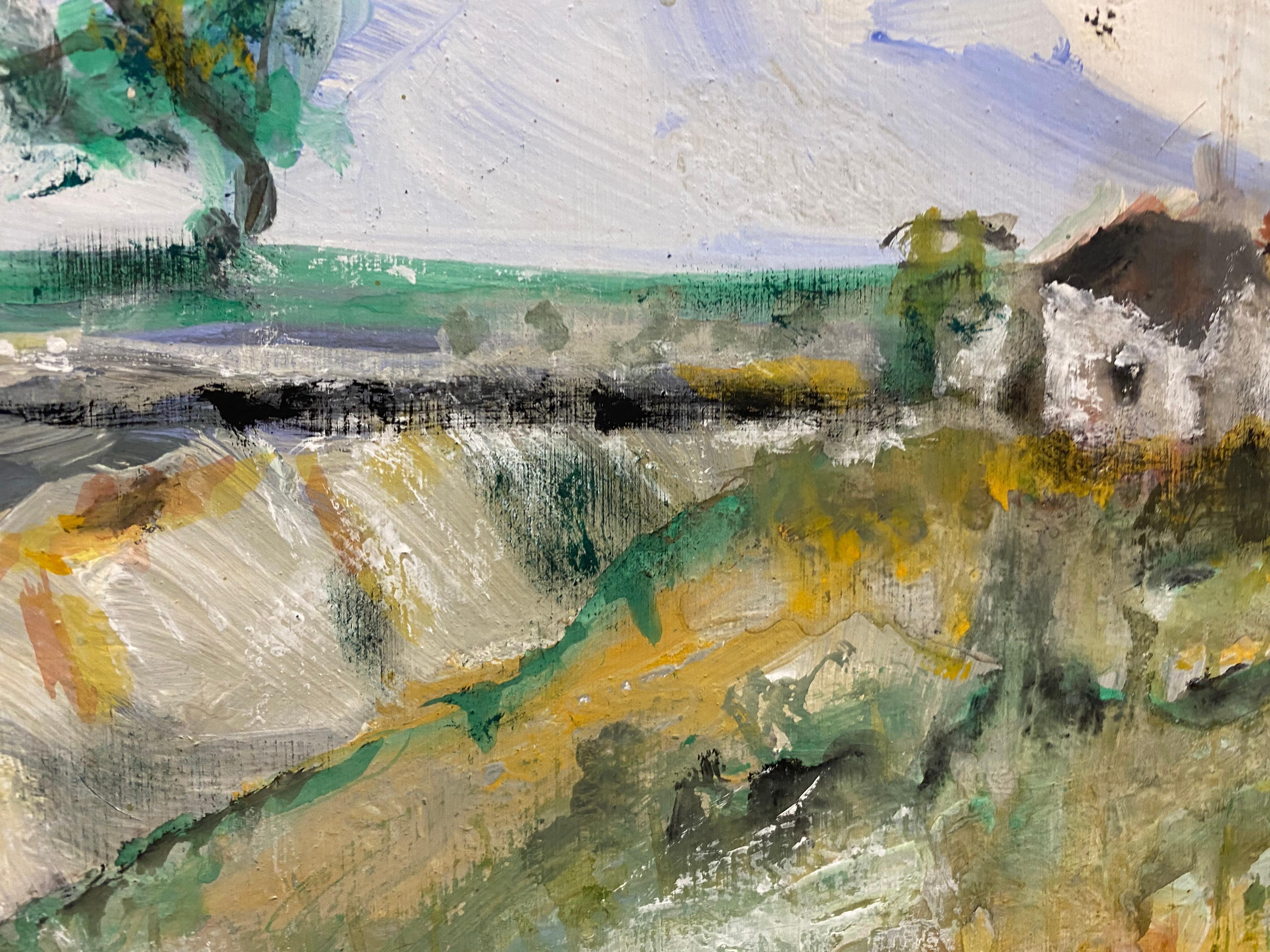 Jacques Pinon, pintura de paisaje expresionista francesa firmada - Landscape Painting Marrón de Unknown