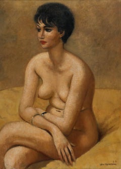 Jacques Van Melkebeke (1904-1983) - Framed Mid 20th Century Oil, Sitting Nude