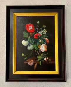 Jaggu Prasad "Still Life with Flowers" Oil on Board, Floral Realism Painting
