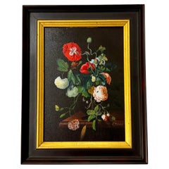 Jaggu Prasad "Nature morte aux fleurs" Huile sur panneau, peinture de réalisme floral