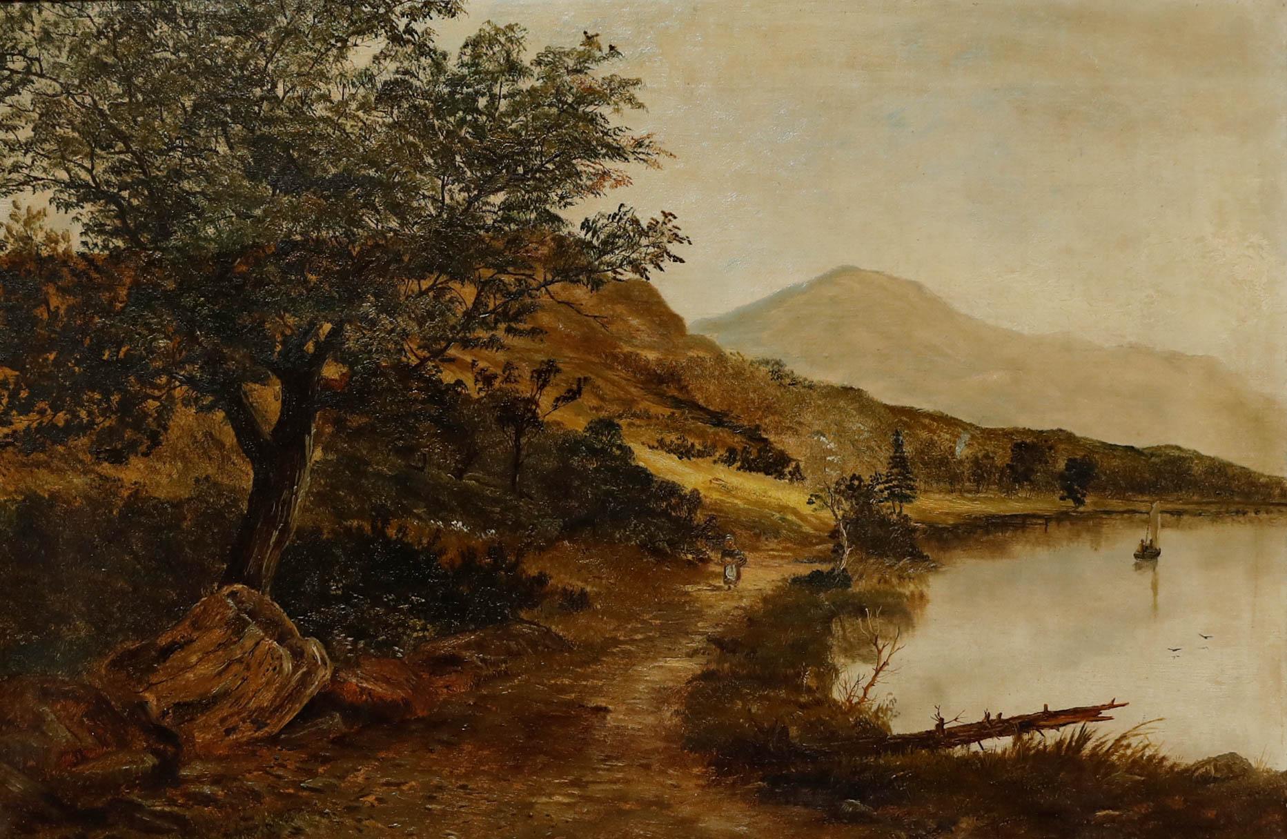 James Edwards (1820-1888) - Olio della fine del XIX secolo incorniciato, Il sentiero laterale del Loch - Painting di Unknown