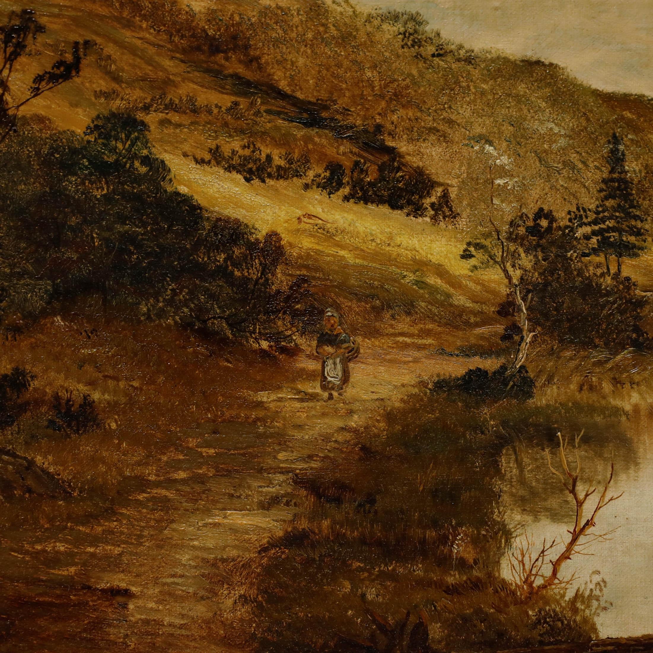 James Edwards (1820-1888) - Olio della fine del XIX secolo incorniciato, Il sentiero laterale del Loch 1