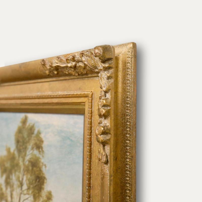 James Elliot (né en 1850) - Huile encadrée de la fin du XIXe siècle, Une promenade à la campagne en vente 1