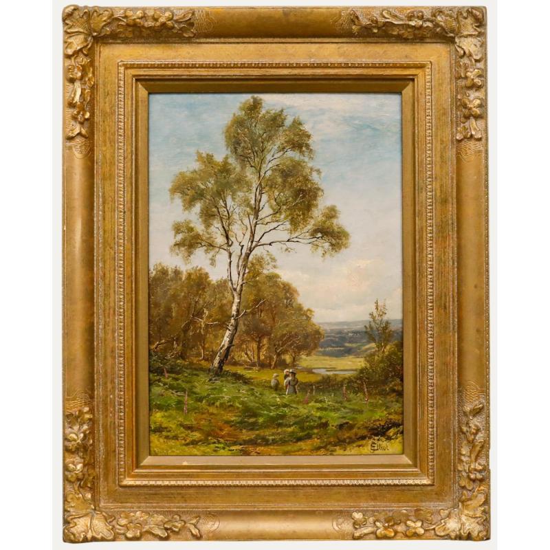 James Elliot (b.1850) - Framed Late 19th Century Oil, A Walk in the Country