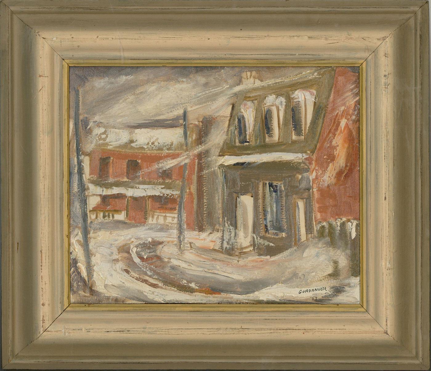 Unknown Landscape Painting - James Gordaneer (b.1933) - 1954 Oil, Winter Street Scene