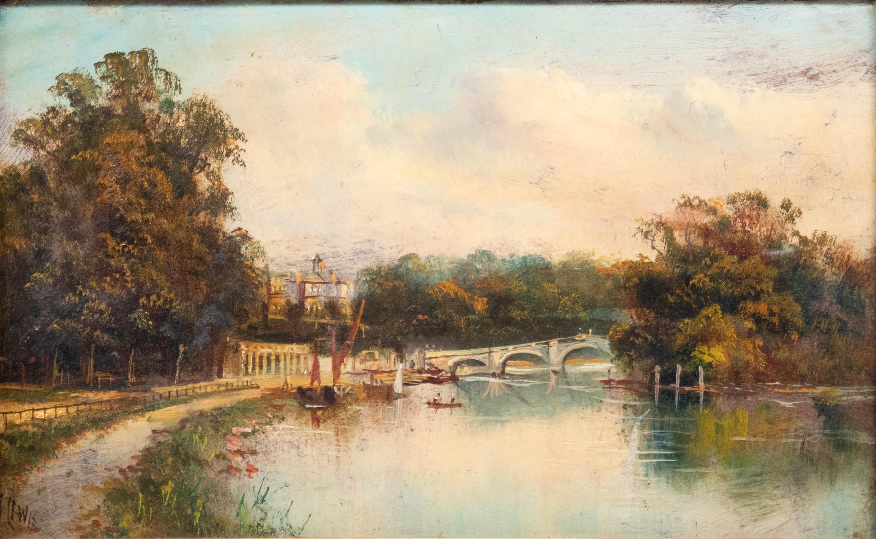 James Isiah Lewis (1860-1934)  - 1915 Oil, View of Richmond Bridge - Painting by James Lewis